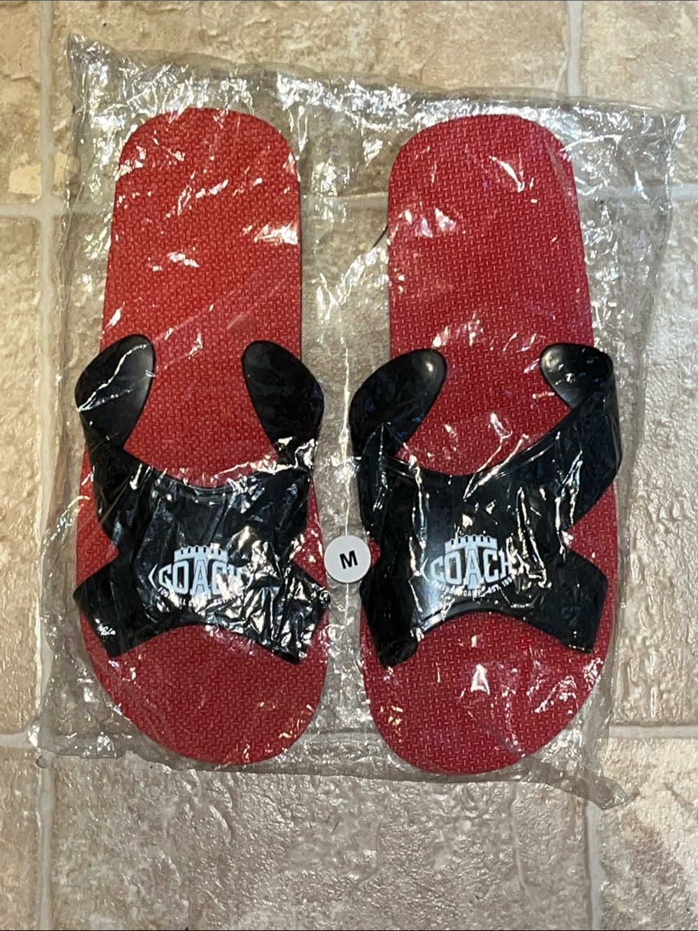 New Red and Black Slide Sandals